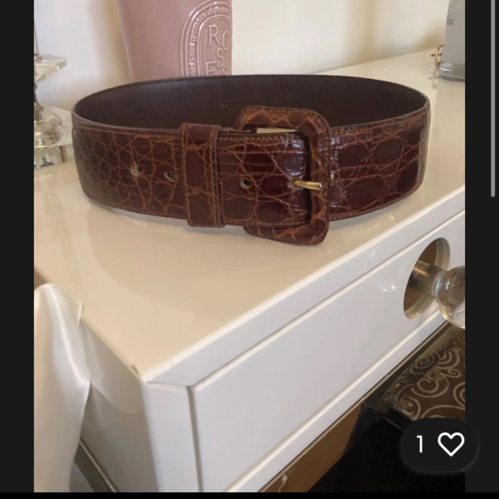 Brown Crocodile Embossed Belt